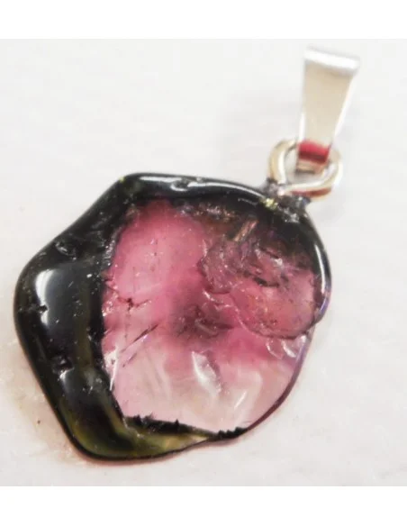 Tourmaline melon d'eau et noire pendentif