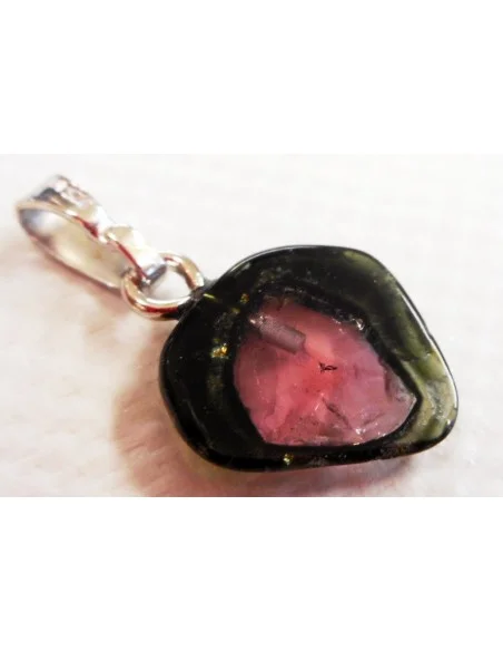 Tourmaline melon d'eau et noire pendentif
