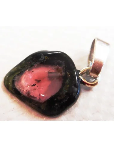 Tourmaline melon d'eau et noire pendentif