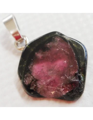 Tourmaline melon d'eau et noire pendentif