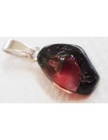 Tourmaline melon d'eau et noire pendentif