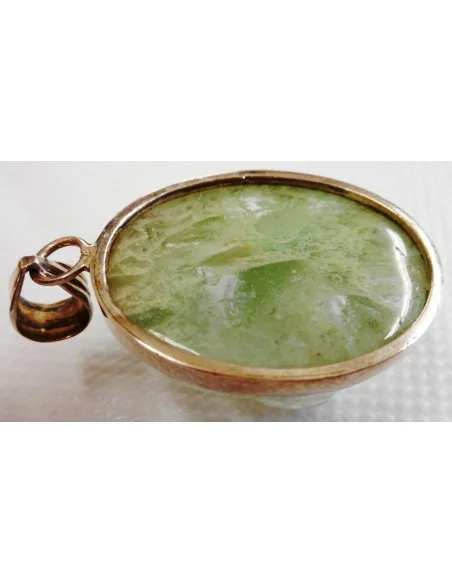 Pendentif agate mousse monté en argent