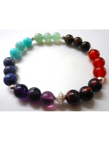 Bracelet sept chakras argent 8mm
