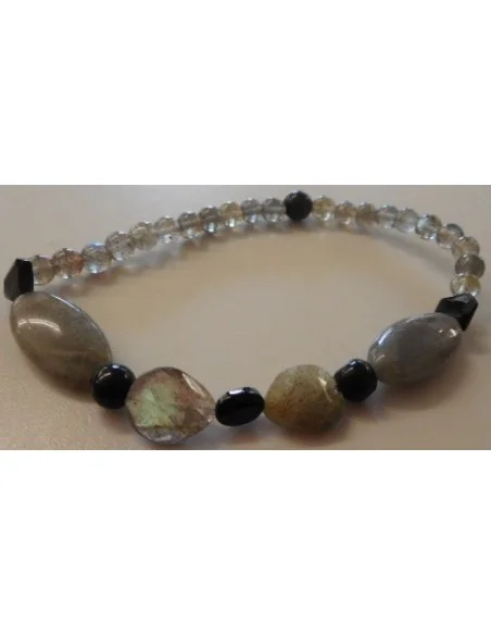 Labradorite, spinelle, t noire bracelet