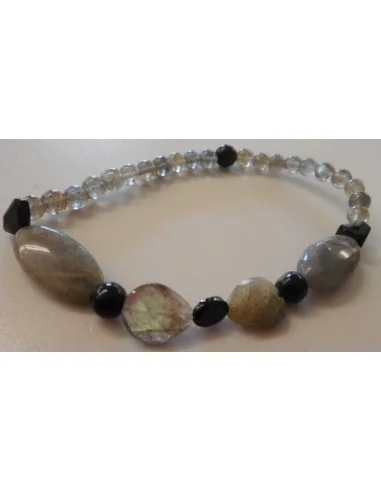 Labradorite, spinelle, t noire bracelet