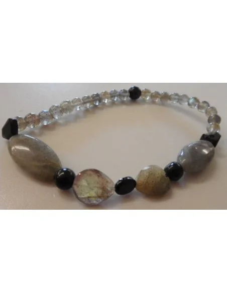 Labradorite, spinelle, t noire bracelet