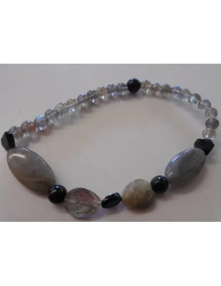 Labradorite, spinelle, t noire bracelet