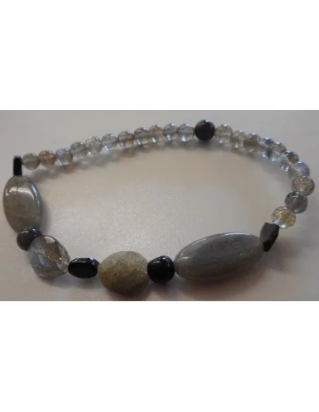 Labradorite, spinelle, t noire bracelet