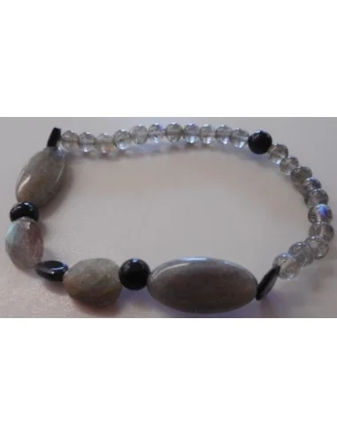 Labradorite, spinelle, t noire bracelet