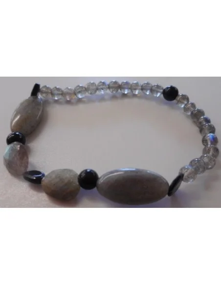 Labradorite, spinelle, t noire bracelet