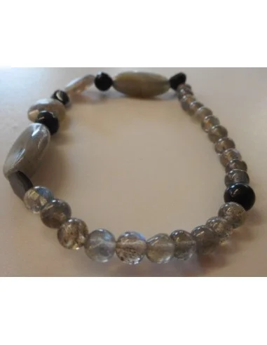 Labradorite, spinelle, t noire bracelet