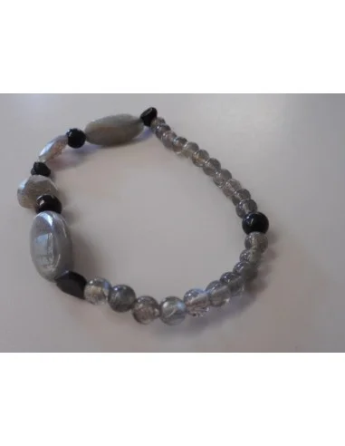 Labradorite, spinelle, t noire bracelet