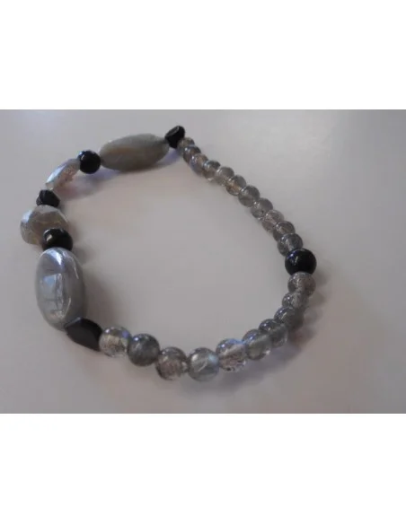 Labradorite, spinelle, t noire bracelet