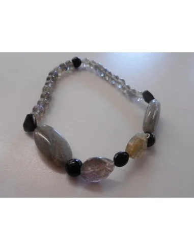 Labradorite, spinelle, t noire bracelet