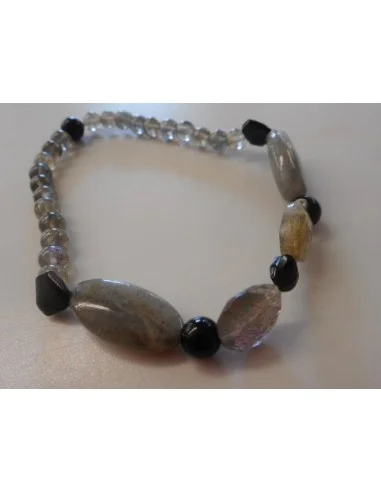Labradorite, spinelle, t noire bracelet