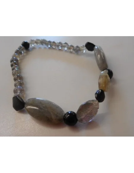 Labradorite, spinelle, t noire bracelet