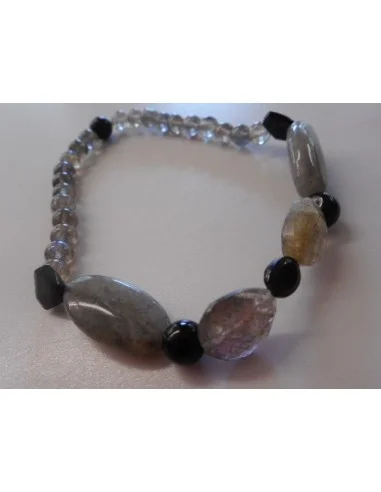 Labradorite, spinelle, t noire bracelet