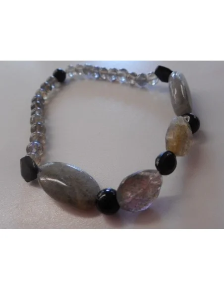Labradorite, spinelle, t noire bracelet
