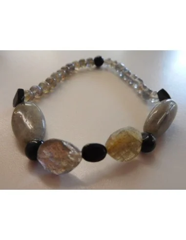 Labradorite, spinelle, t noire bracelet
