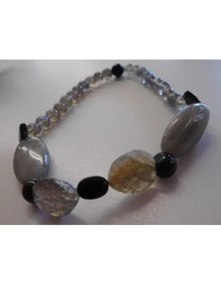 Labradorite, spinelle, t noire bracelet
