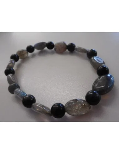 Labradorite, tourmaline noire bracelet