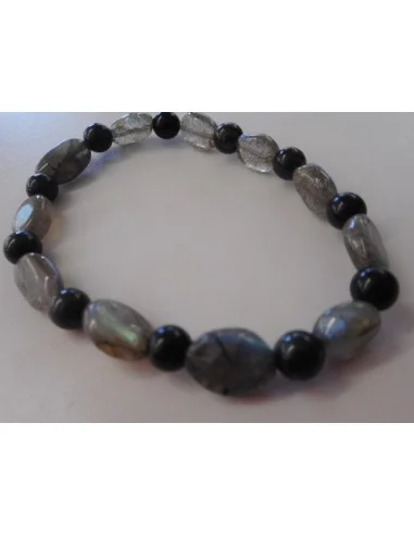 Labradorite, tourmaline noire bracelet