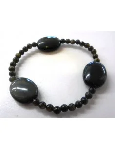 Bracelet Obsidienne Oeil Celeste, doré  2