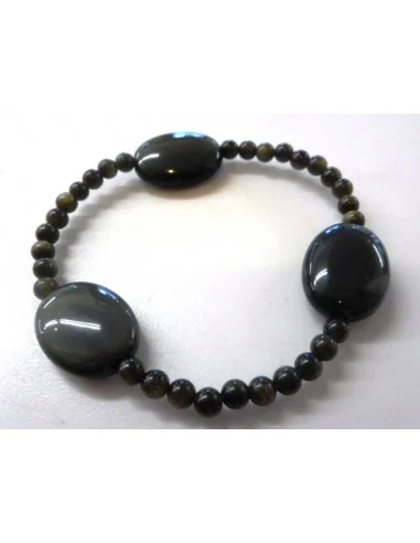 Bracelet Obsidienne Oeil Celeste, doré 