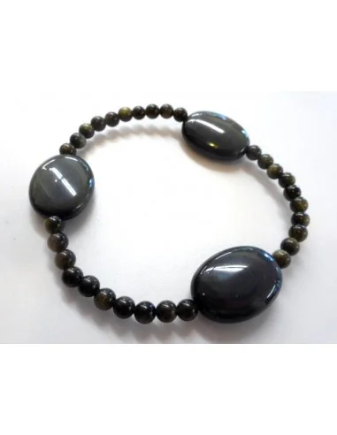 Bracelet Obsidienne Oeil Celeste, doré 
