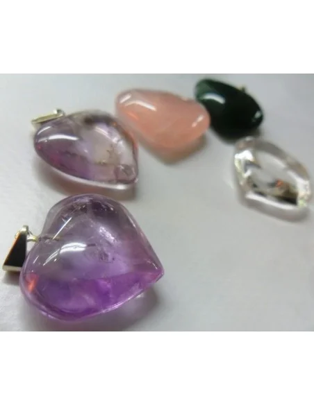 Pendentif en quartz rose coeur