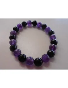 Bracelet en cacoxenite 8MM et jais 6MM