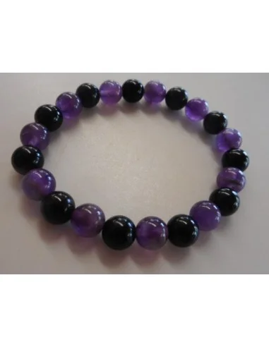 Bracelet en cacoxenite 8MM et jais 6MM