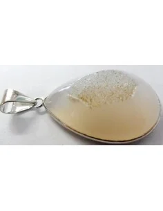 Agate blanche cristalisé pendentif