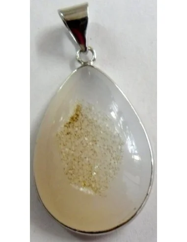 Agate blanche cristalisé pendentif