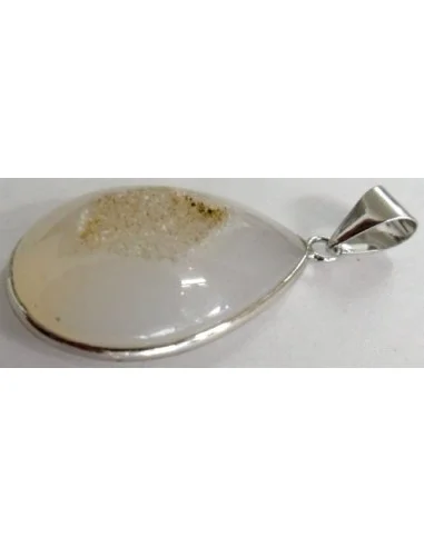Agate blanche cristalisé pendentif
