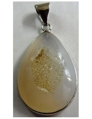 Agate blanche cristalisé pendentif