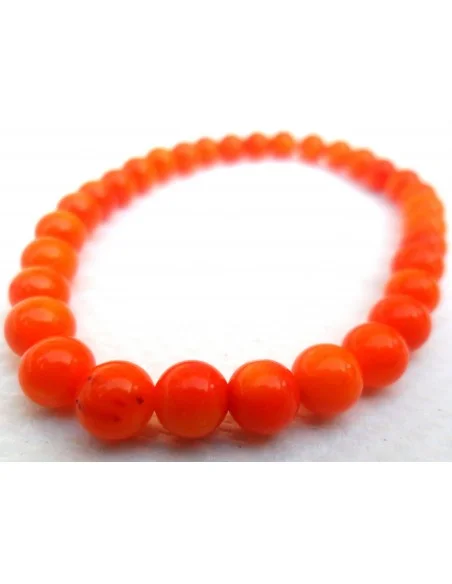 Bracelet en corail orange 5mm Bracelet en corail orange 5mm