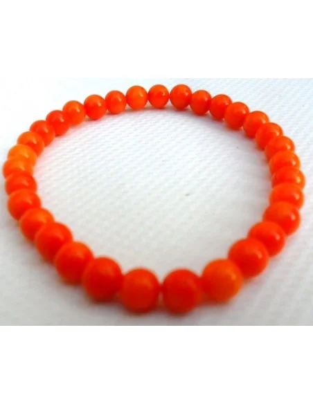 Bracelet en corail orange 5mm Bracelet en corail orange 5mm