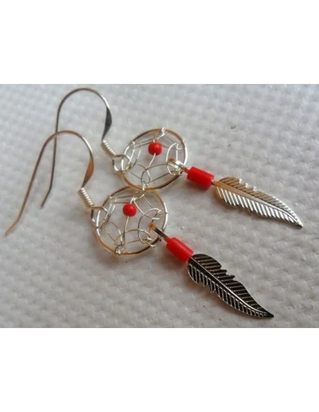 Boucles doreilles en corail rouge argent Boucles doreilles en corail rouge argent