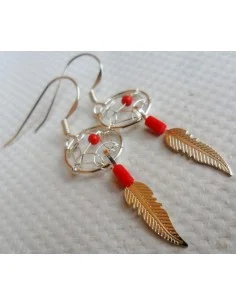 Boucles doreilles en corail rouge argent 2
