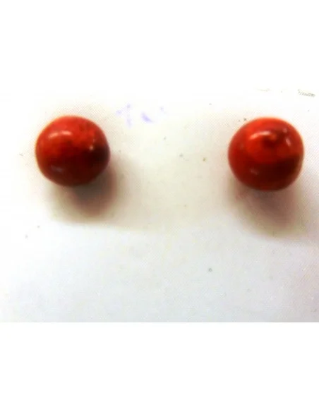 Boucles doreilles corail rouge boule 6mm Boucles doreilles corail rouge boule 6mm