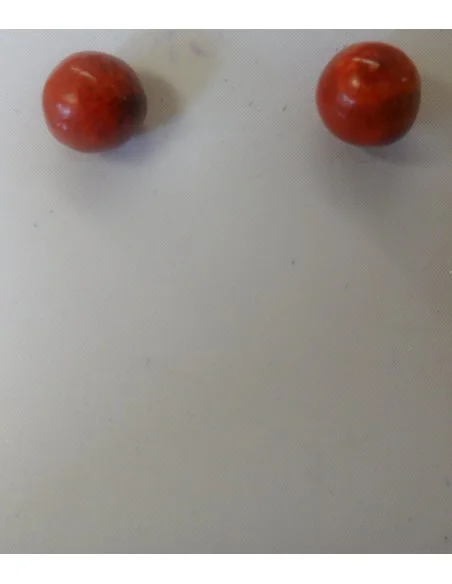 Boucles doreilles corail rouge boule 6mm Boucles doreilles corail rouge boule 6mm
