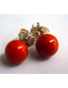Boucles doreilles corail rouge boule 8mm