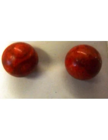 Boucles doreilles corail rouge boule 10mm