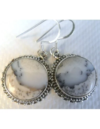 Agate dendritique boucles doreilles