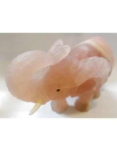 Éléphant en quartz rose