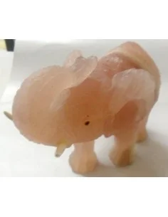 Éléphant en quartz rose 15cm 2