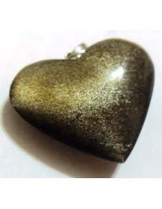 Obsidienne doré pendentif coeur