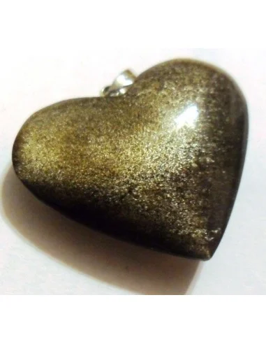 Obsidienne doré pendentif coeur