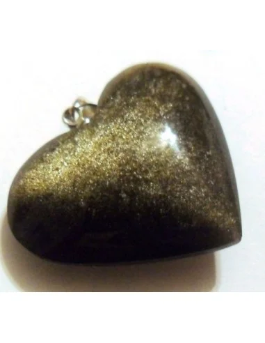 Obsidienne doré pendentif coeur